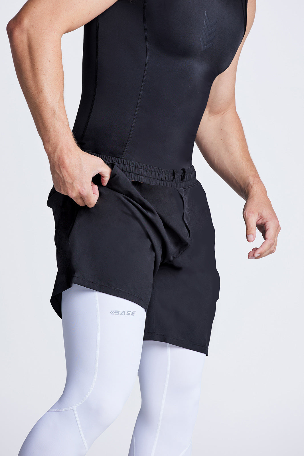 BASE Men's 3/4 Court Compression Tights - White