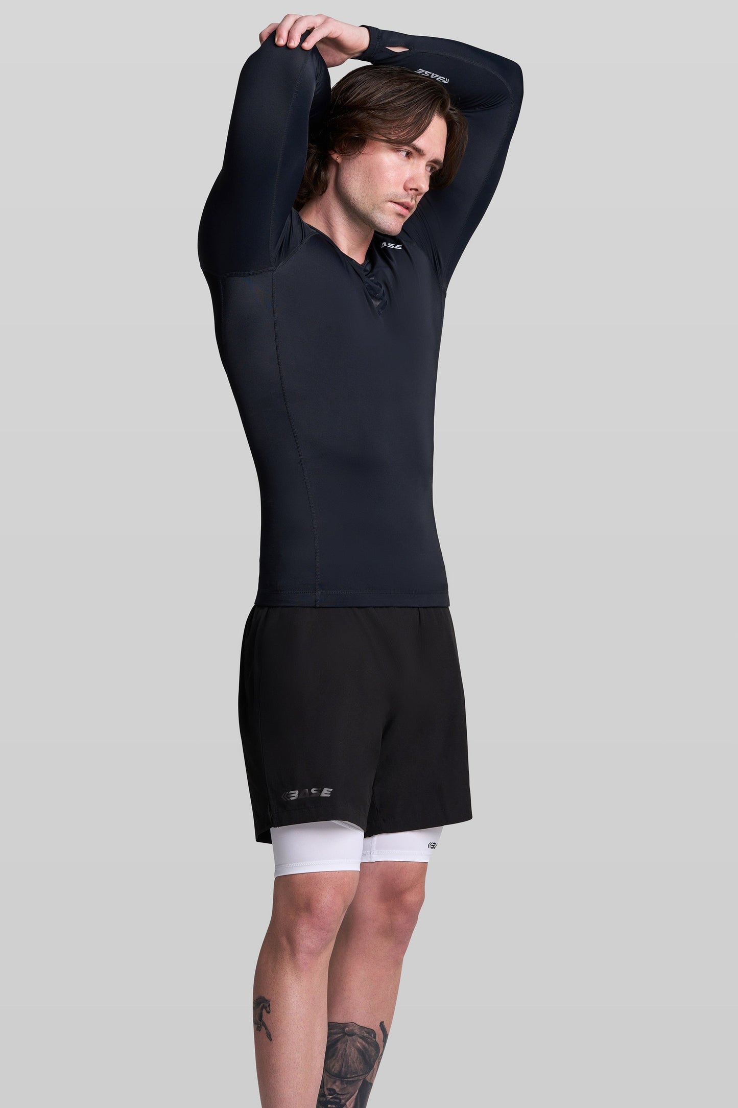 BASE Men's Long Sleeve Compression Tee - Black