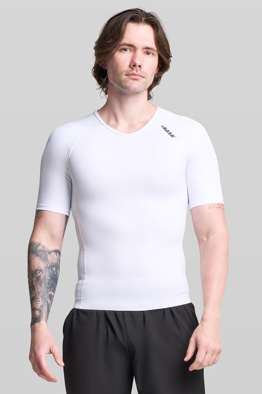 BASE Mens Short Sleeve Compression Tee - White