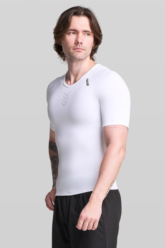 BASE Mens Short Sleeve Compression Tee - White