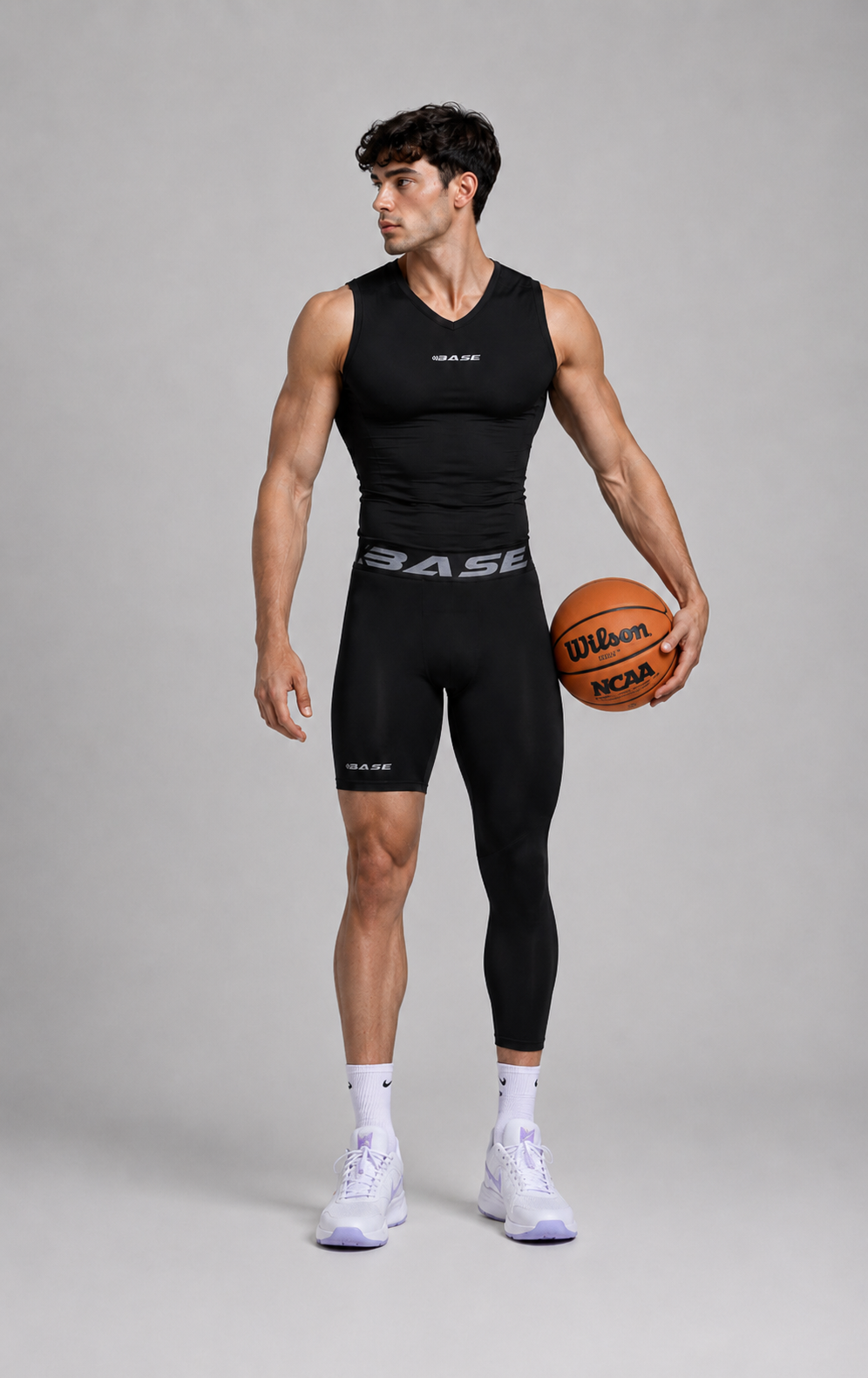 BASE Men's Adapted 3/4 Tights - Black (Right leg short)