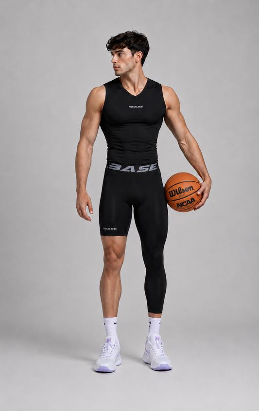 BASE Men's Adapted 3/4 Tights - Black (Right leg short)
