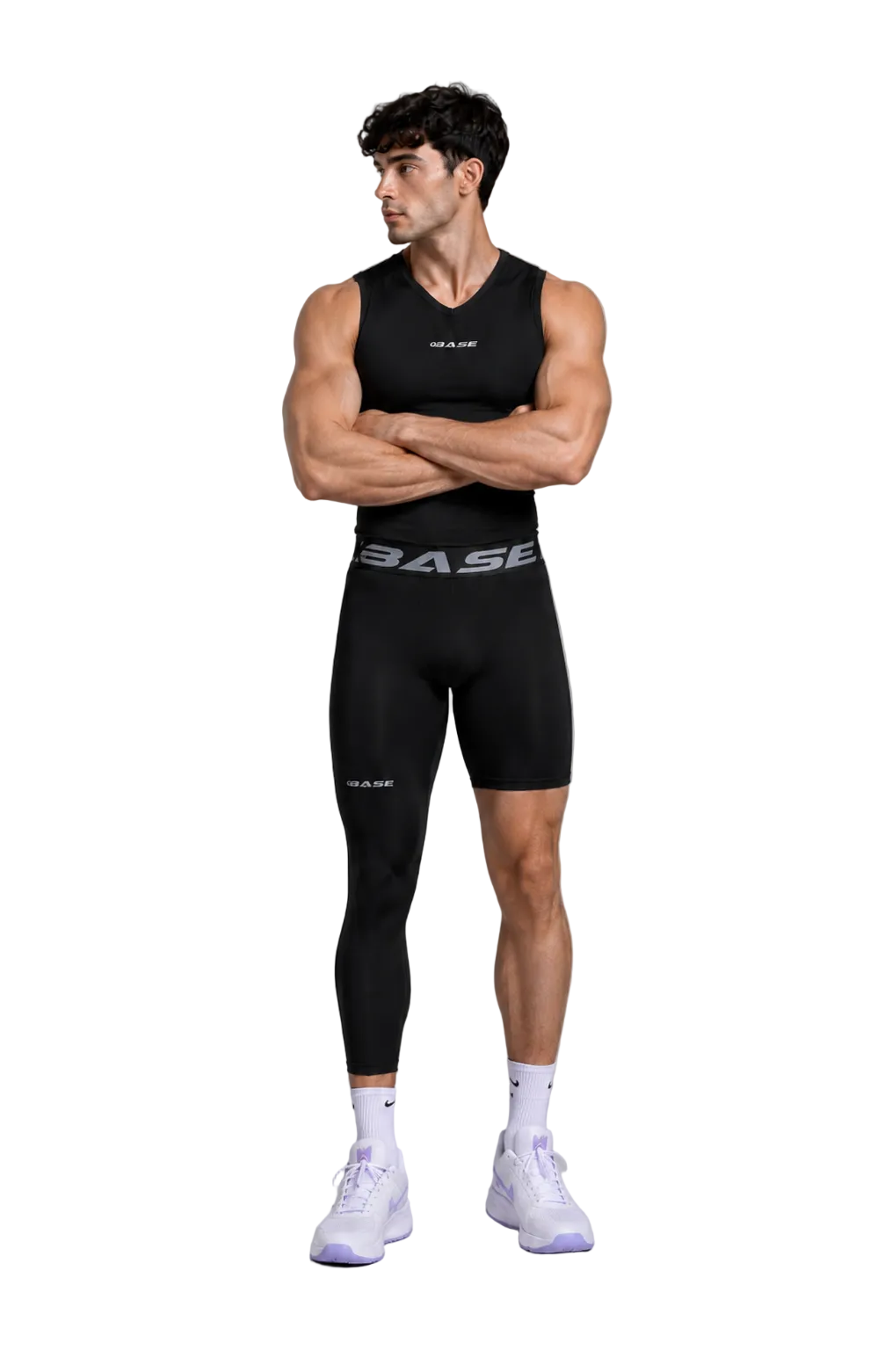 BASE Men's Adapted 3/4 Tights - Black (Left leg short)