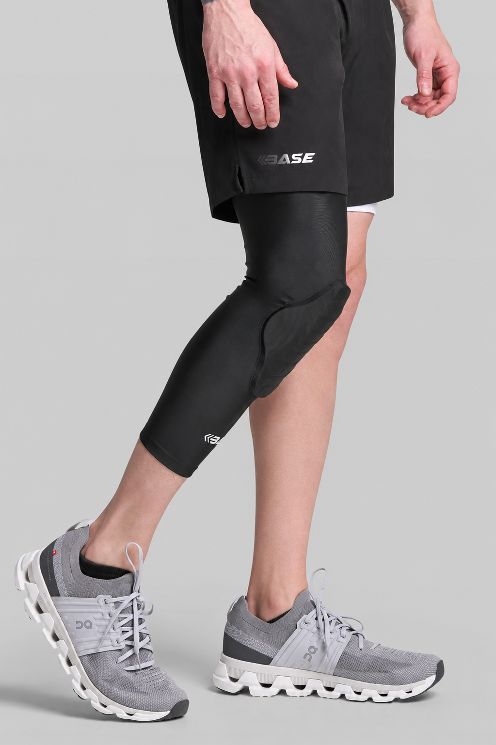 BASE Curved Padded Knee Guard (Single) - Black
