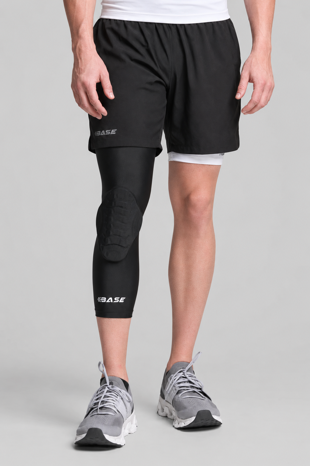 BASE Curved Padded Knee Guard (Single) - Black