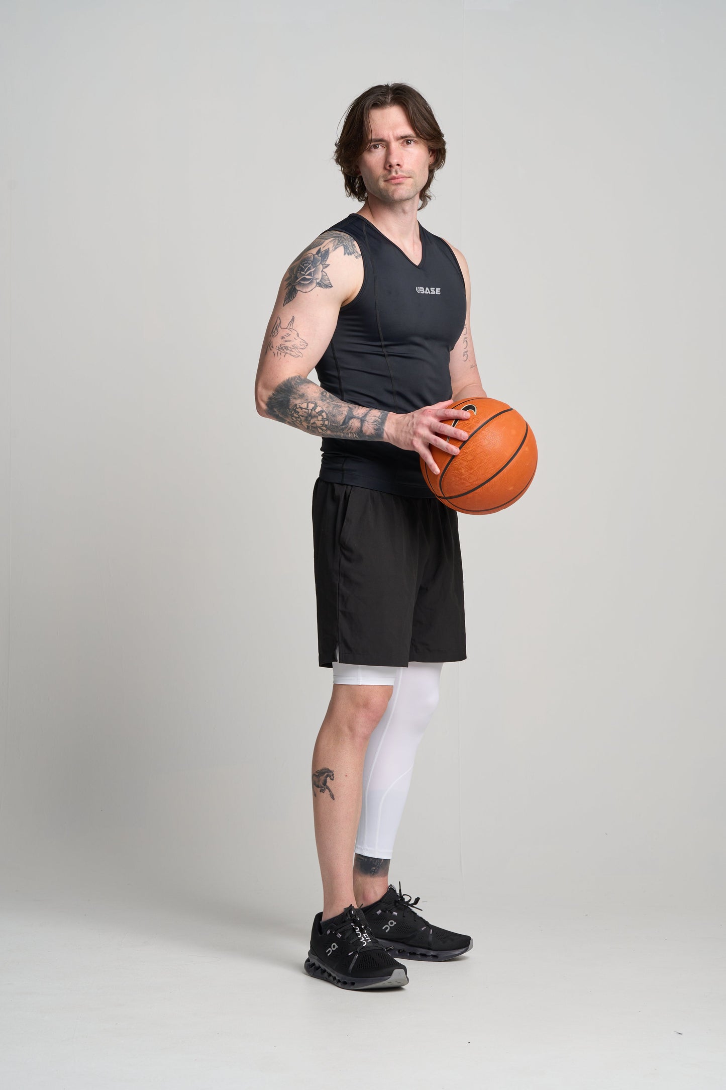 BASE Men's Adapted 3/4 Tights - White (Right leg short)