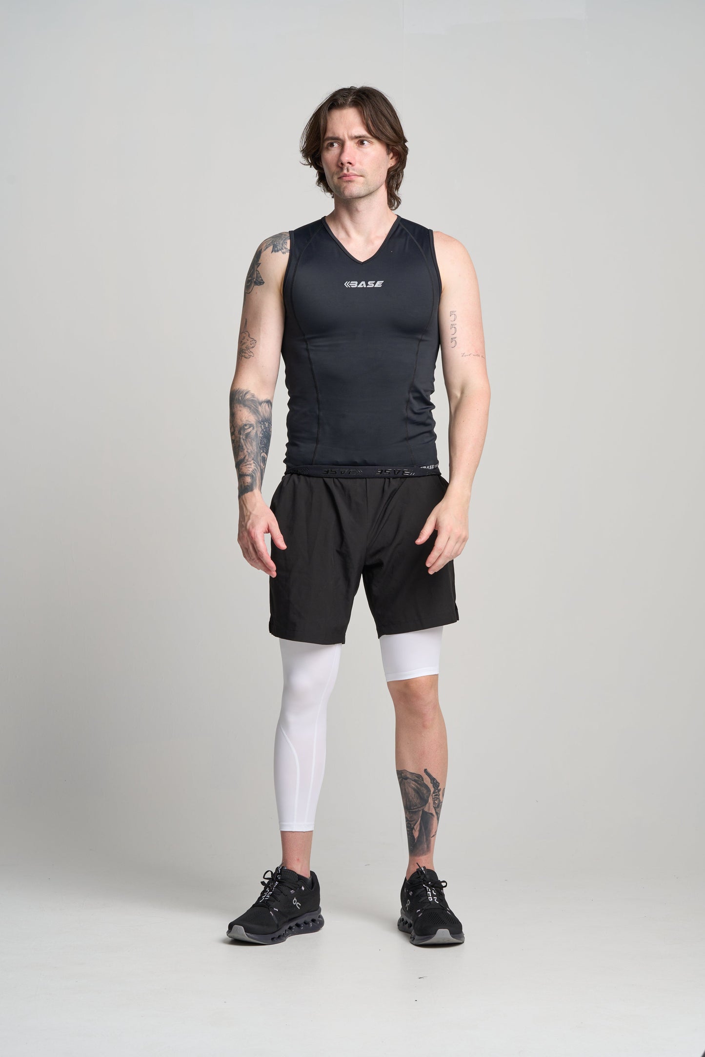 BASE Men's Adapted 3/4 Tights - White (Left leg short)