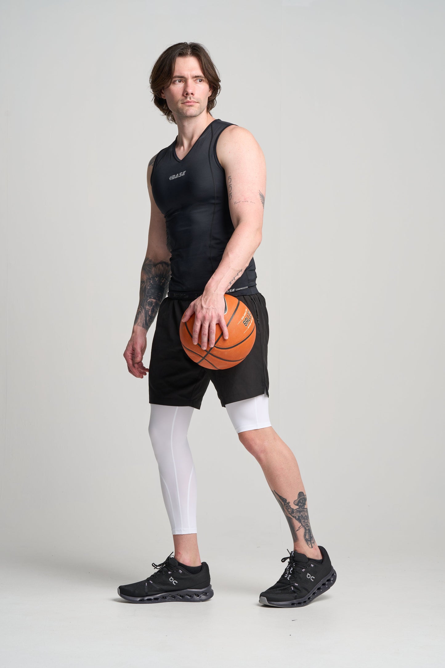 BASE Men's Adapted 3/4 Tights - White (Left leg short)